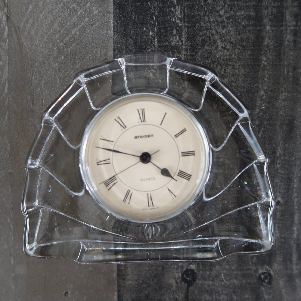 Staiger Lead Quartz Crystal Desk Clock West Germany Illusion Arch Sunburst